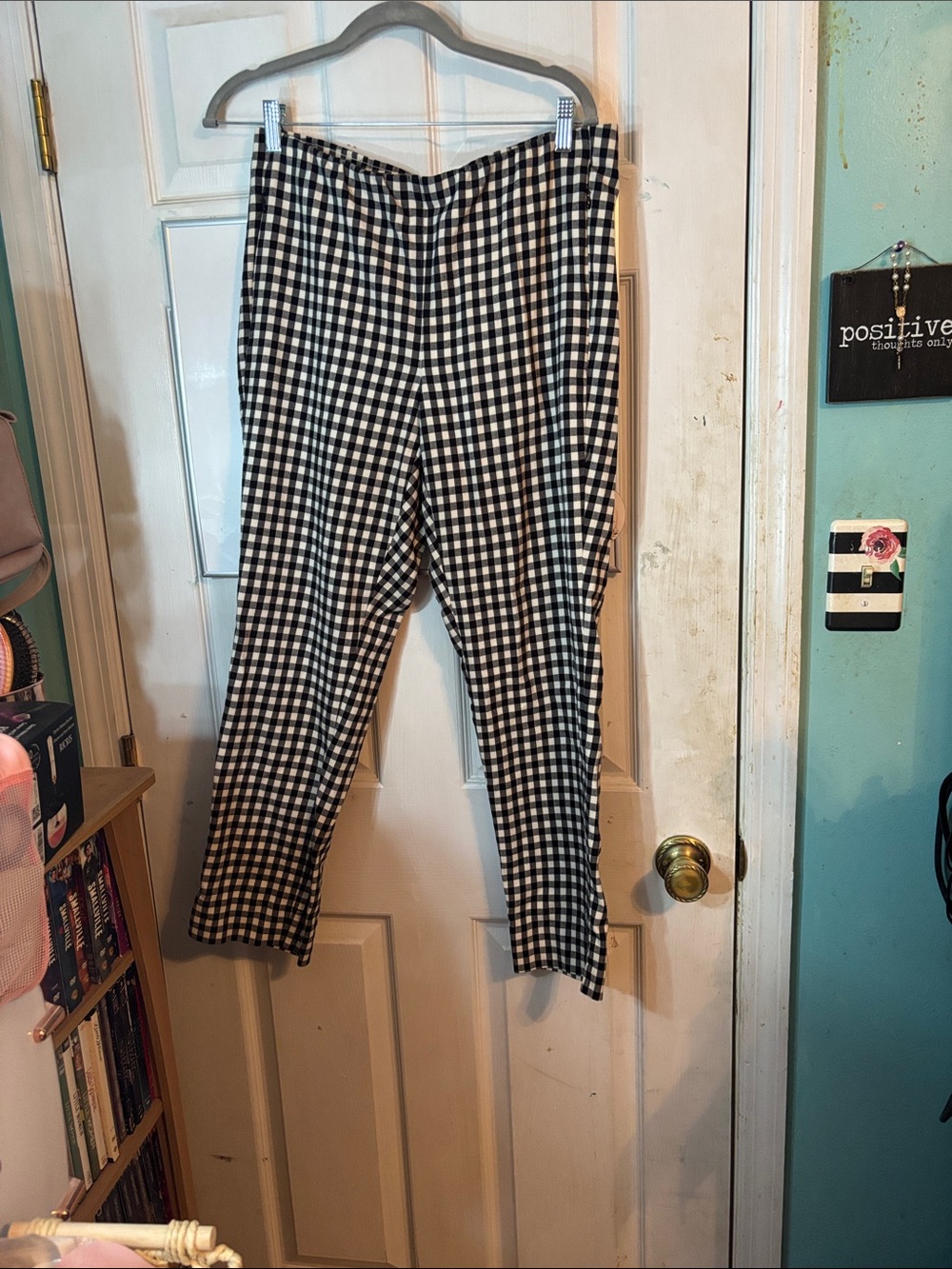 J. Jill Black and White Gingham Straight Leg Pants Size 12